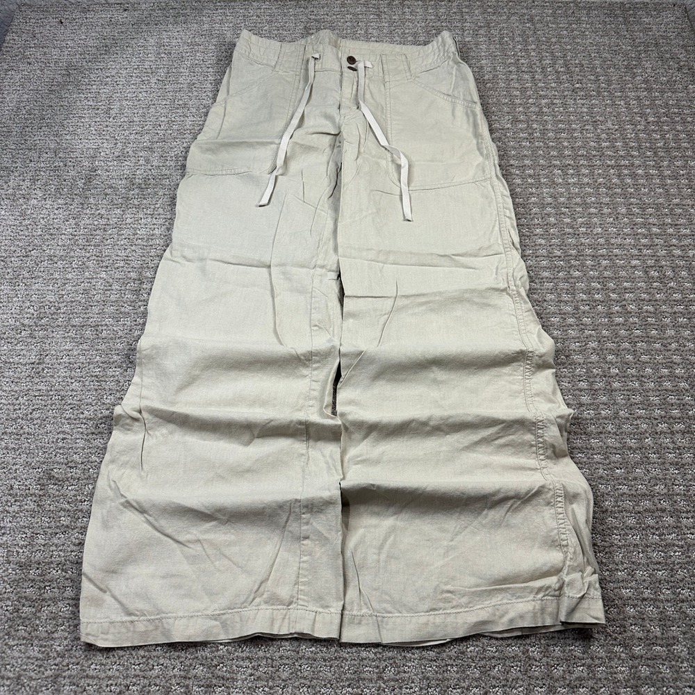 Baggy Patagonia Womens 6 Hemp Organic Cotton Wide Leg Drawstring Pants Tan Beige